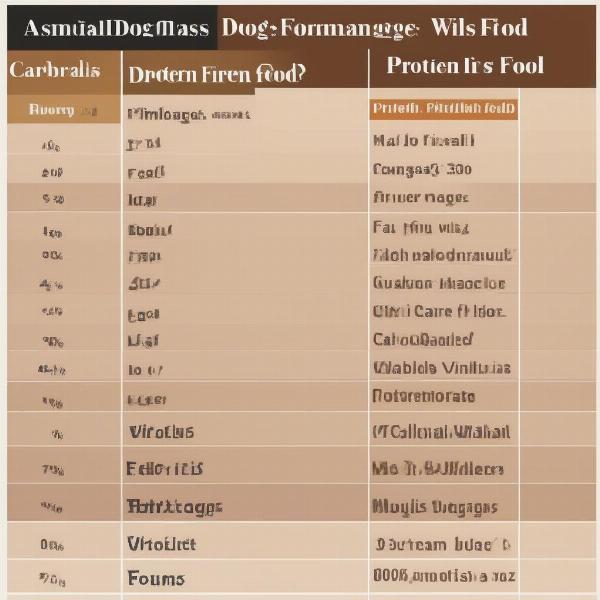 Winalot Nutritional Chart