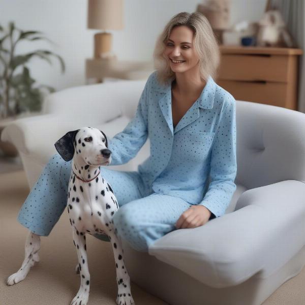 Women's dog print pajamas made of cotton