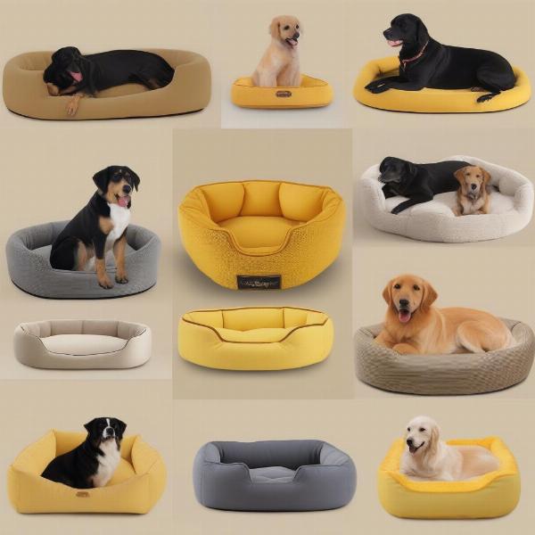 Yellow dog beds in different sizes