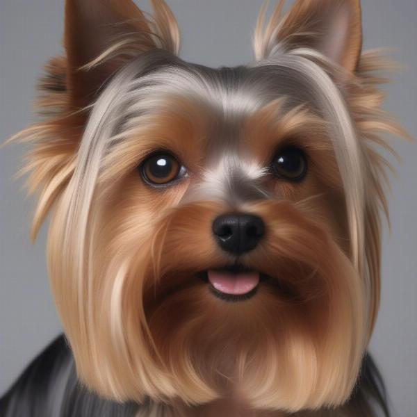 Yorkie with long, silky coat