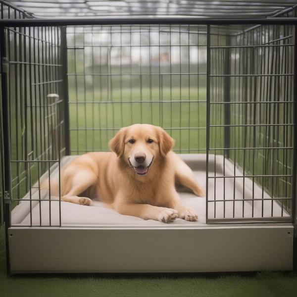 Dog in an 8x8 kennel