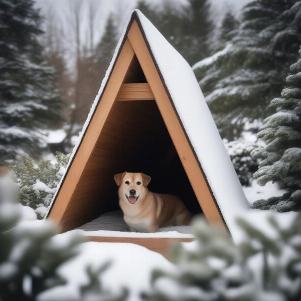 A-Frame Dog House in Winter