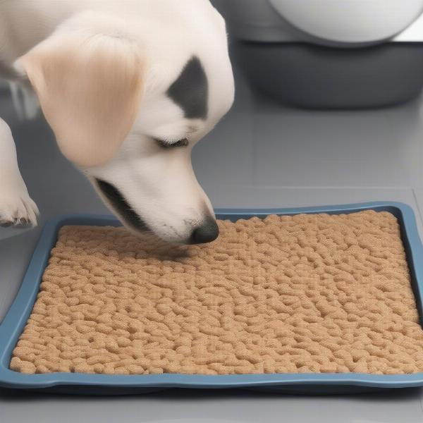 Absorbent dog bowl mat preventing spills and splashes