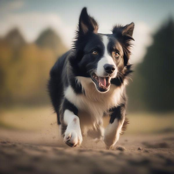 An active dog running and needing more calories