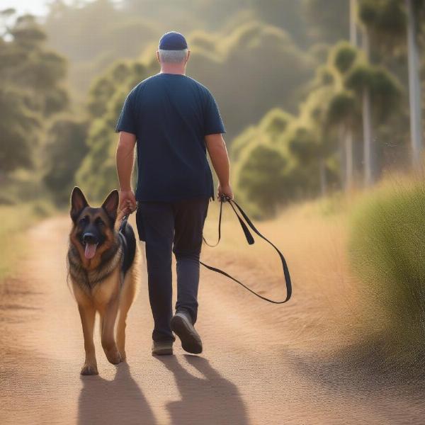 Adult German Shepherd enjoying a walk in Queensland