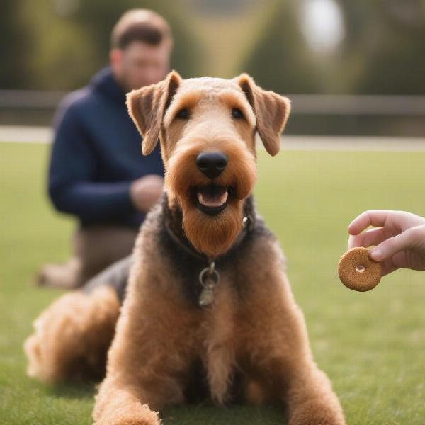 Airedale Terrier participating in obedience training