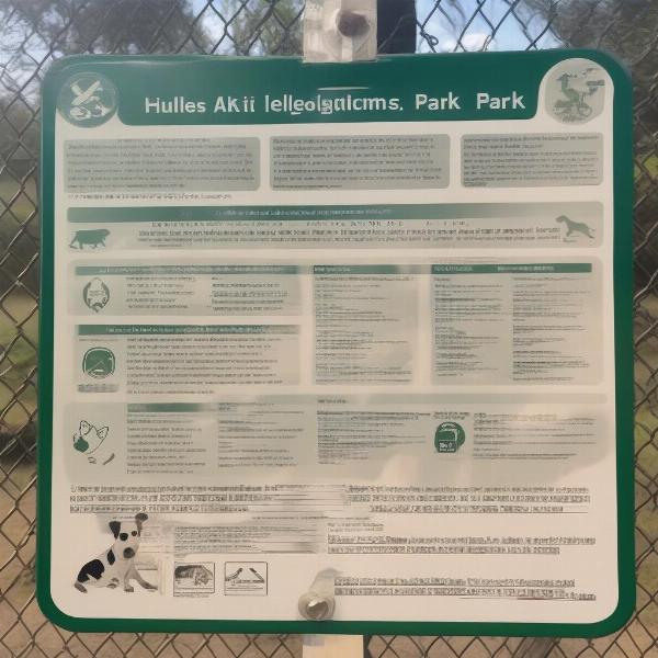 Dog park rules and regulations sign at Al Helms Dog Park