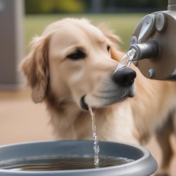 Dog Drinking Water at Allied Gardens Dog Park