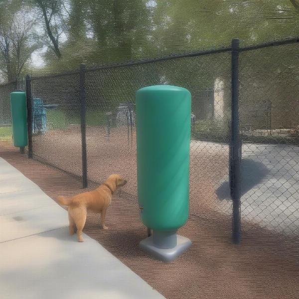 Fenced dog park area within Alton Playground