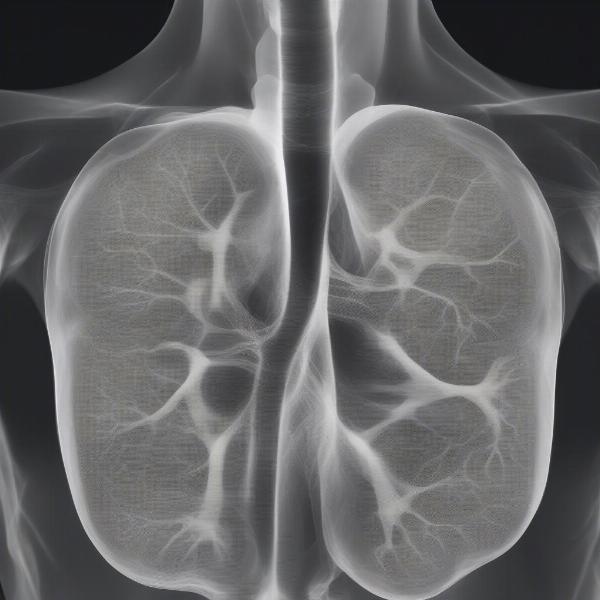 X-ray showing alveolar pattern in a dog