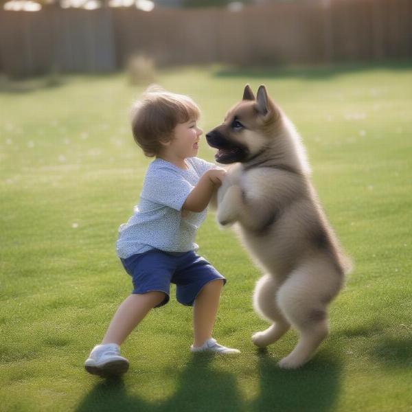 American Alsatian Puppy Playing