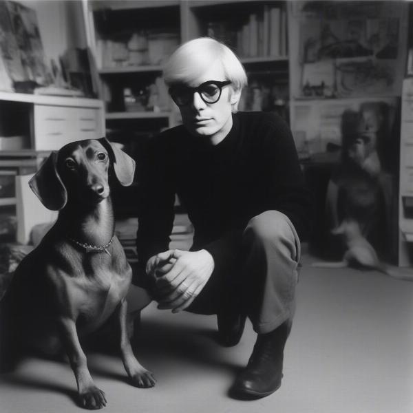 Andy Warhol with Archie in the Studio