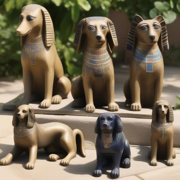 Antique Egyptian Dog Statue Collection