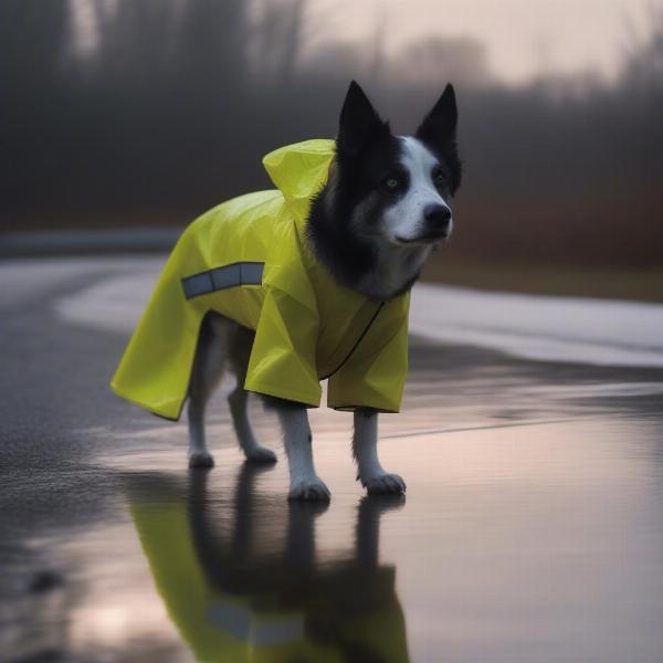 Dog raincoat with reflective parts for increased safety