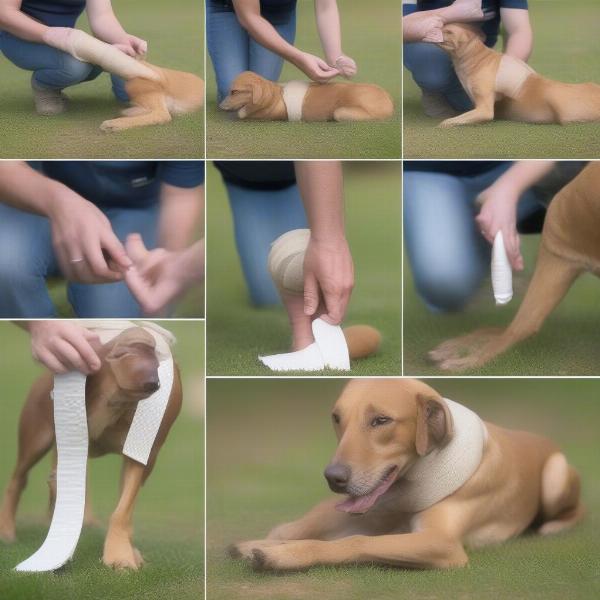 Applying a Pressure Immobilisation Bandage to a Dog with a Snake Bite