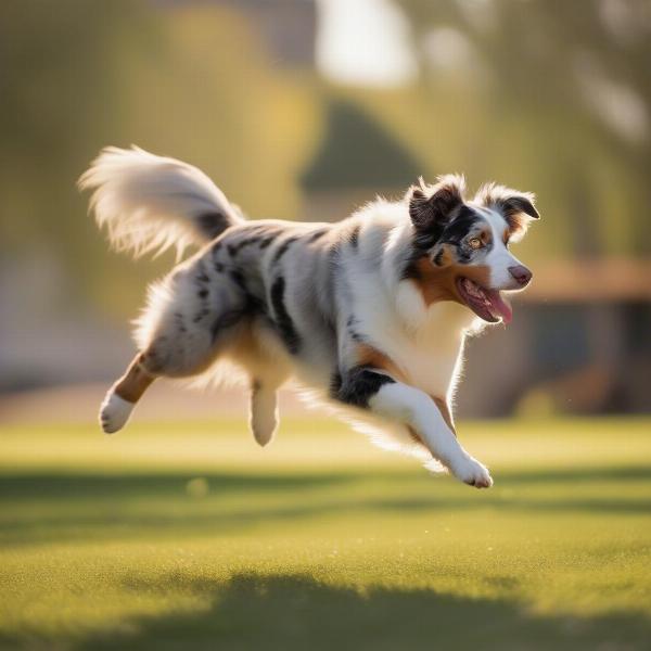 Australian Shepherd Dog Playing Frisbee