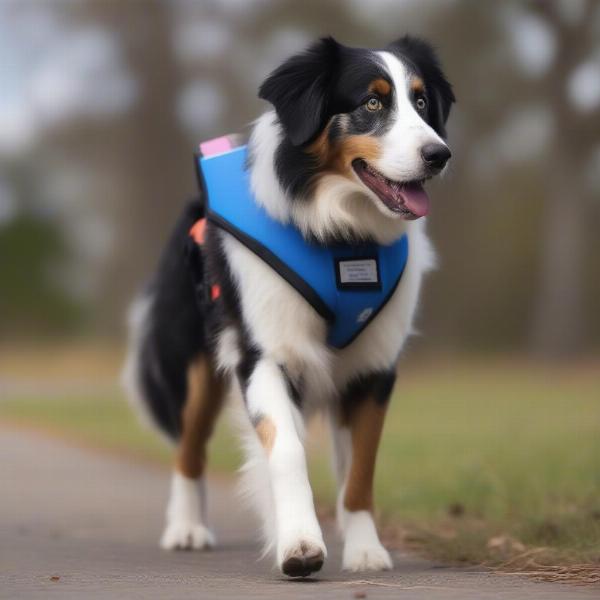 Australian Shepherd performing a service task