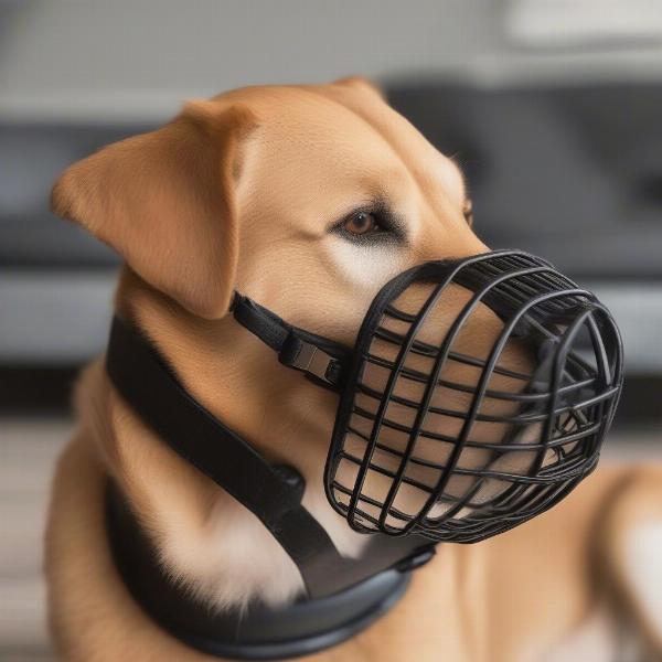 Dog Wearing a Baskerville Muzzle