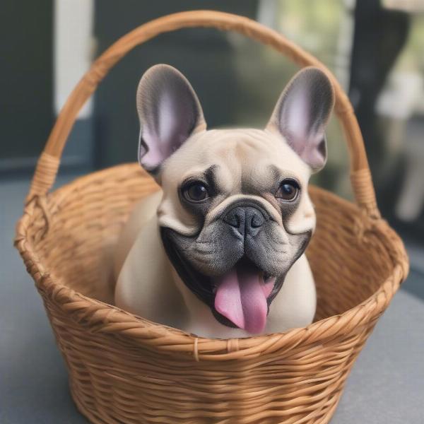 French Bulldog with basket muzzle