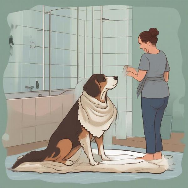 Drying a Large Dog with a Towel