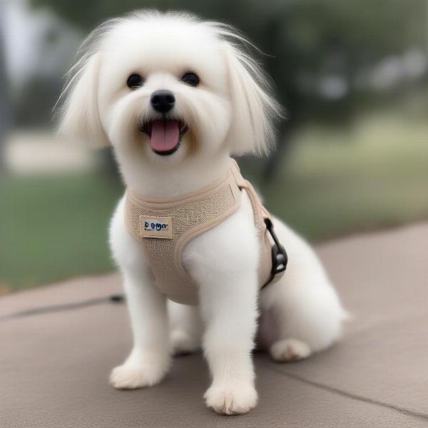 Beige Dog Harness on Small Dog