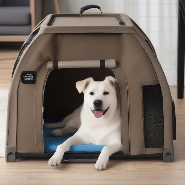 Benefits of using a canvas dog kennel, highlighting portability, ventilation, and affordability.