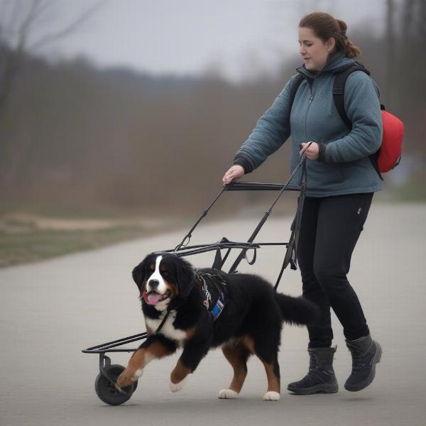 Bernese Mountain Dog cart pulling training