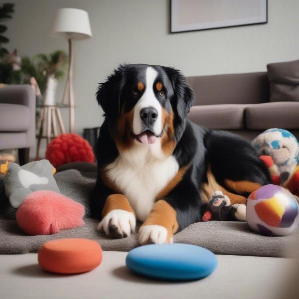 Bernese Mountain Dog settling into a new home