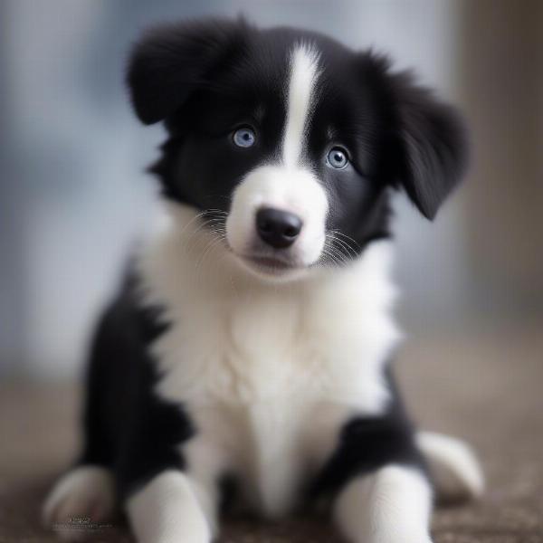 An Adorable Black and White Border Collie Puppy