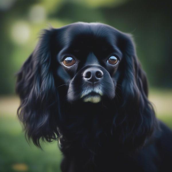 Portrait of a Black Cavalier King Charles Spaniel