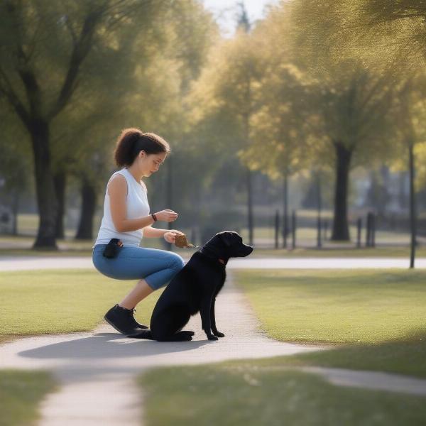 Black Dog Training with Owner