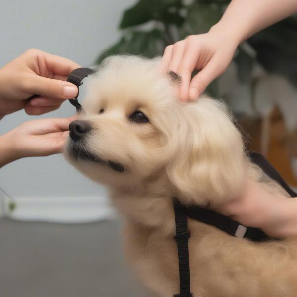 Fitting a Blonde Dog Wig