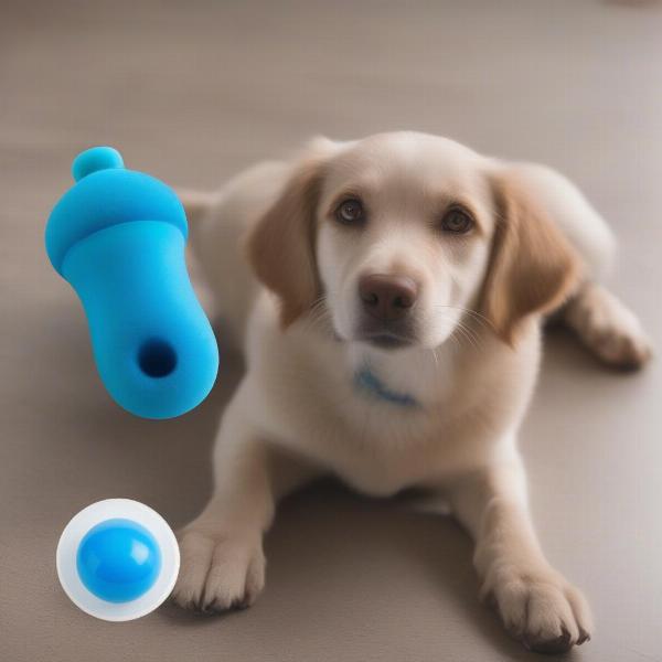 Dog's color vision spectrum and a blue dog toy