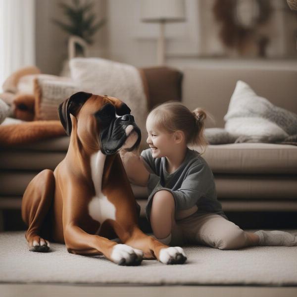 Boxer dog as a family pet