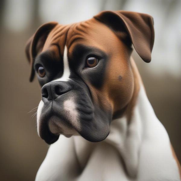 Boxer dog with natural ears