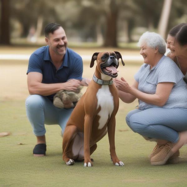 Boxer Dog with a Queensland Family