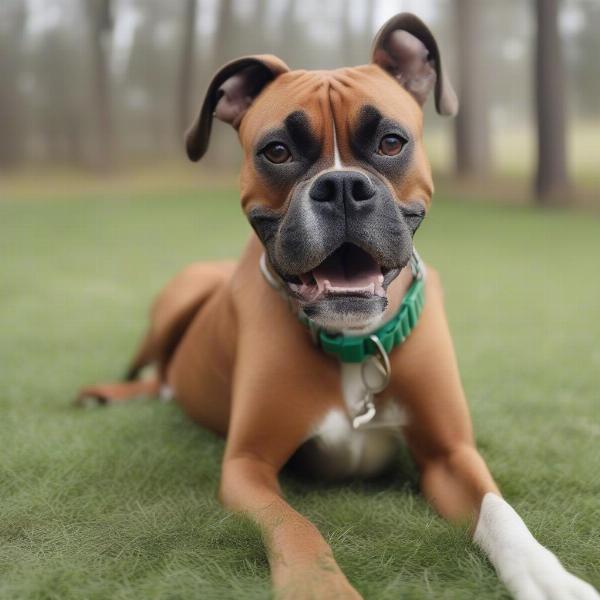 Boxer dog at a rescue center in the South