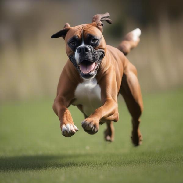 Boxer dog running in the park