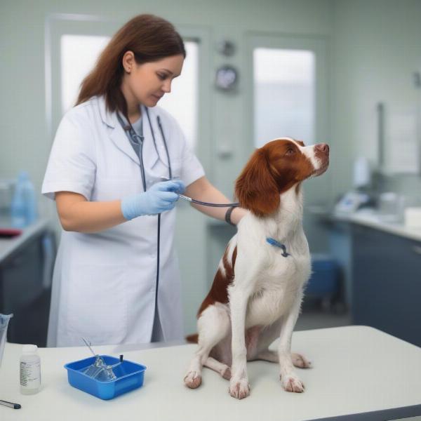 Brittany Dog Vet Checkup