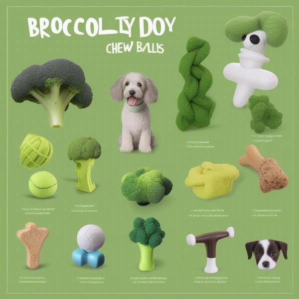 Comparing a broccoli dog toy with other common chew toys