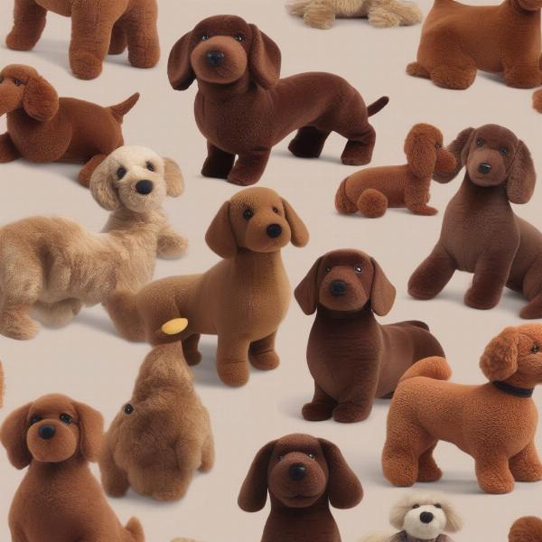 Brown Dog Plushes in Different Breeds