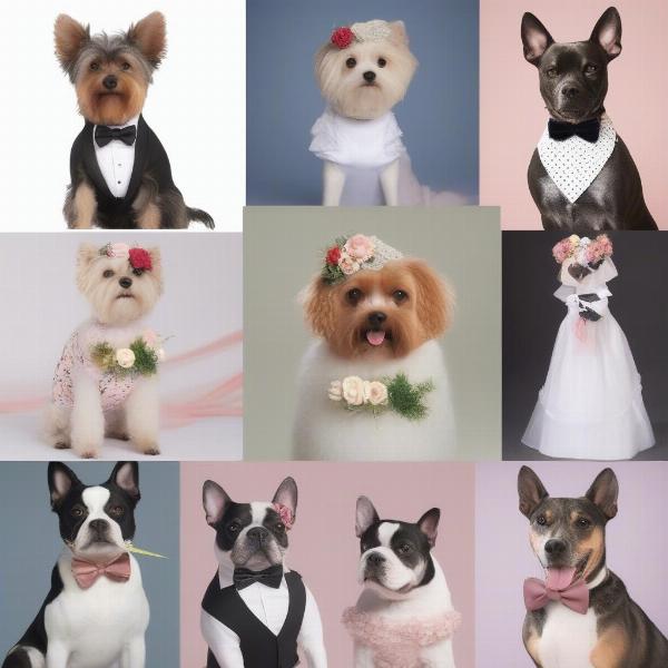 Various dog wedding dress styles