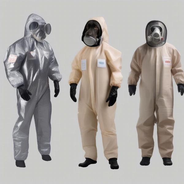 Different types of biohazard suits for dogs