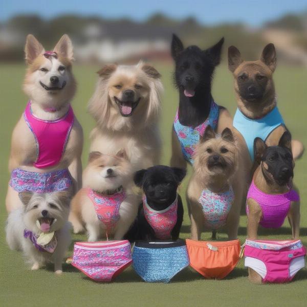 Different types of bikinis for dogs