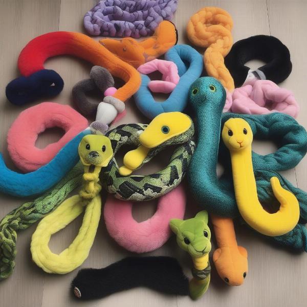 Various types of snake dog toys