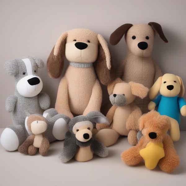 Different types of stuffed toys for dogs