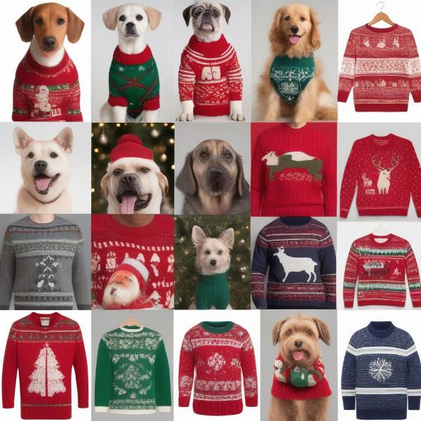 Various Styles of Dog and Human Christmas Sweaters