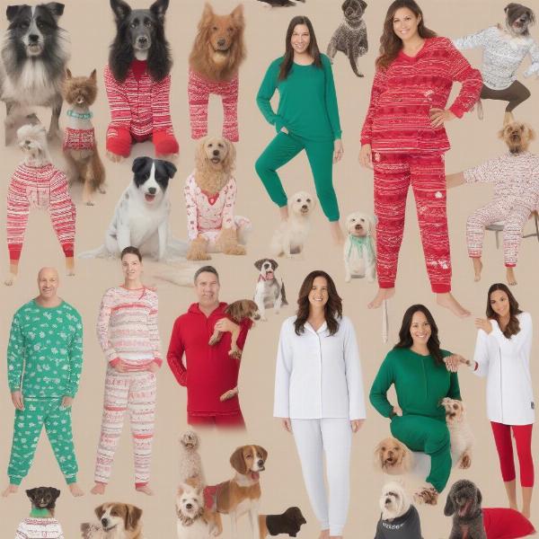 Different designs of matching human and dog pajamas