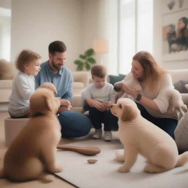 Family meeting with a Cadoodle breeder