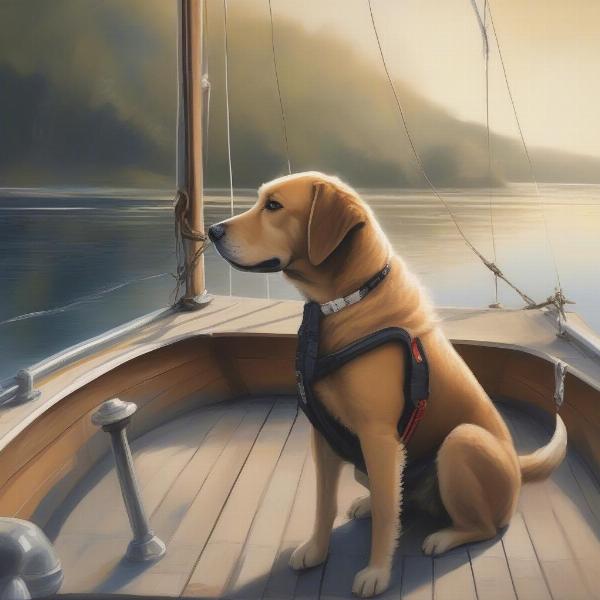 Calm dog enjoying the view from a boat